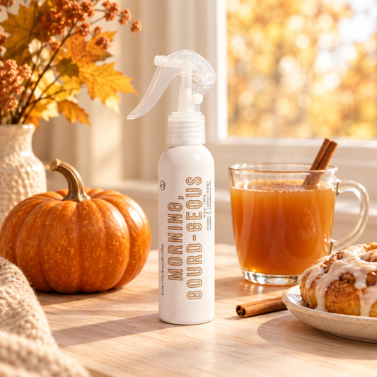 Morning Gourd-geous spray in a bright fall breakfast setting