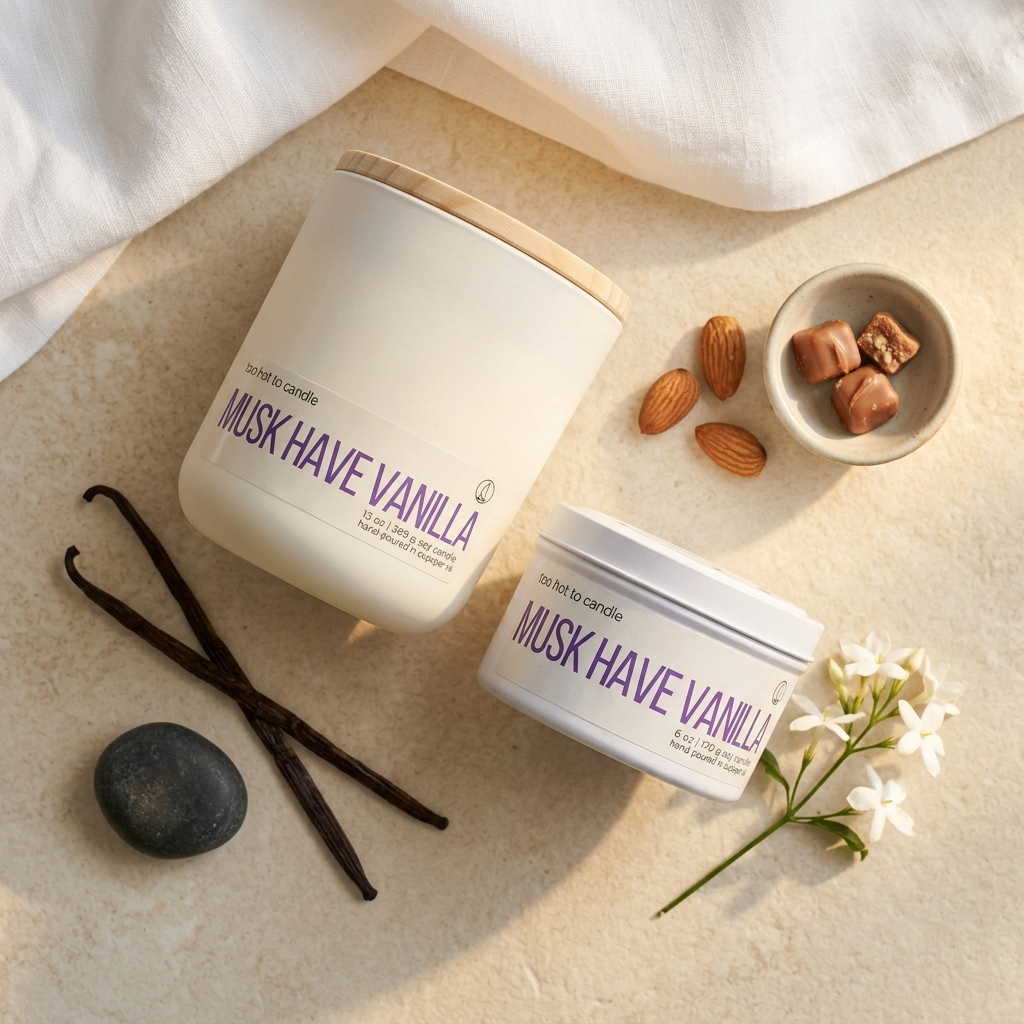 Musk Have Vanilla scent-inspired flat lay