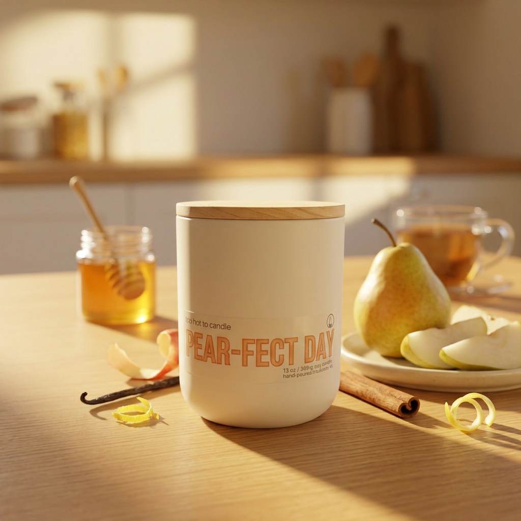 Pear-fect Day 13 oz candle with pears, honey, and warm spice accents