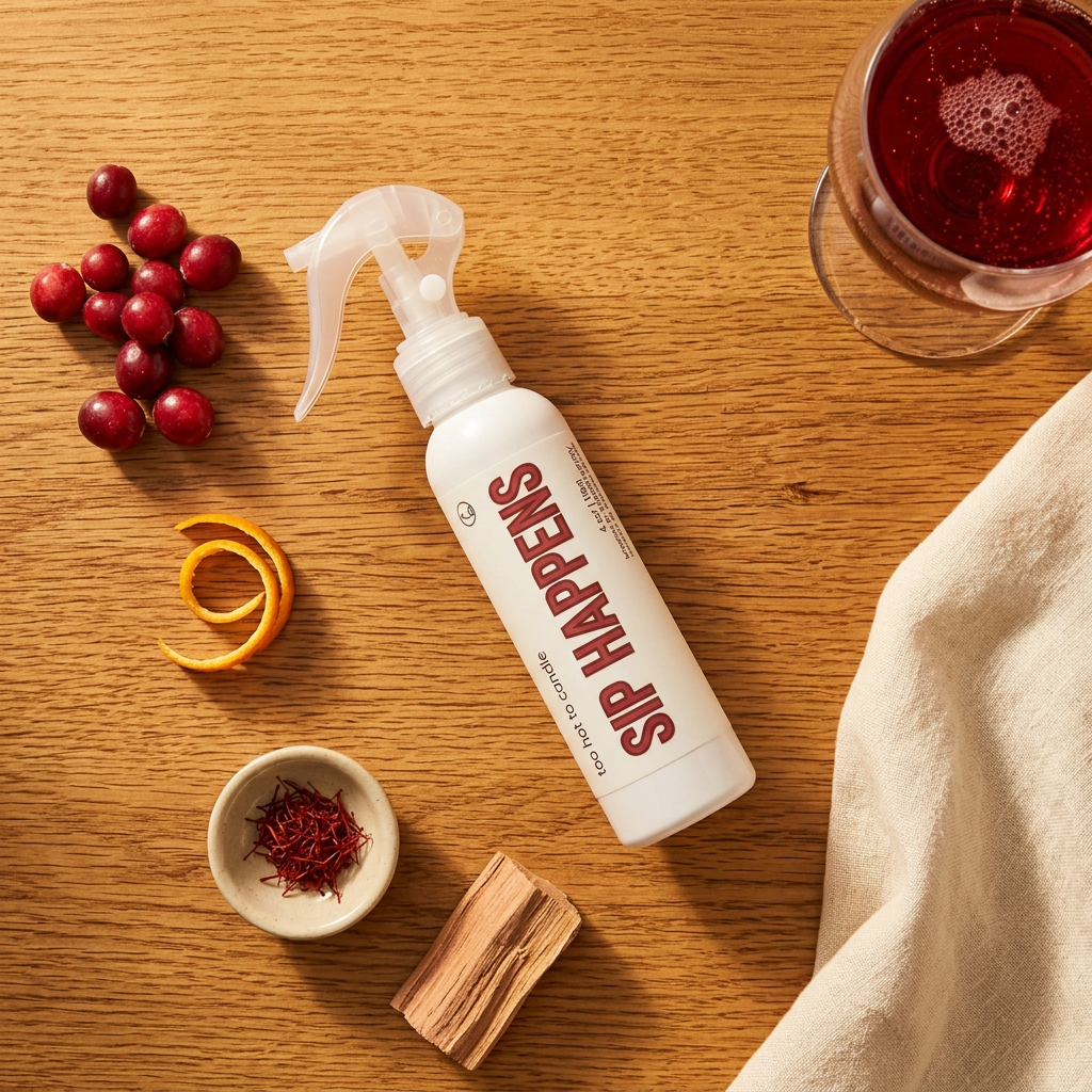 Sip Happens Spray overhead flat lay