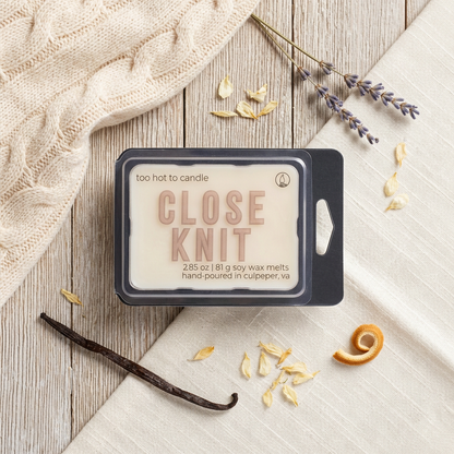 Close Knit Wax Melts straight-down flat lay