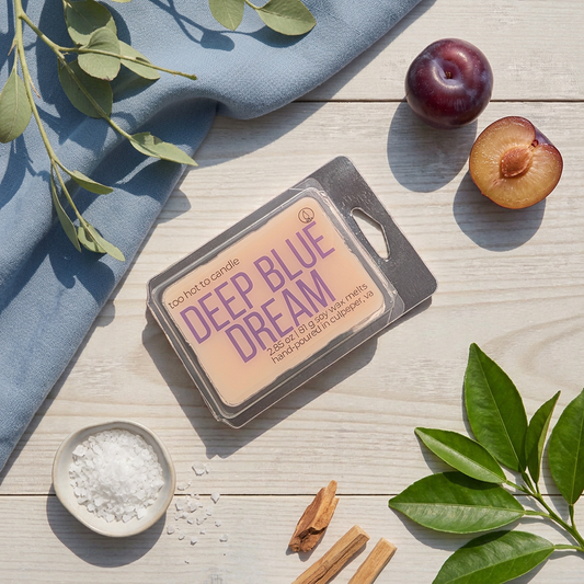 Deep Blue Dream Wax Melts scent-inspired flat lay
