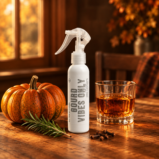 Gourd Vibes Only spray in a bourbon, oak, and pumpkin setting