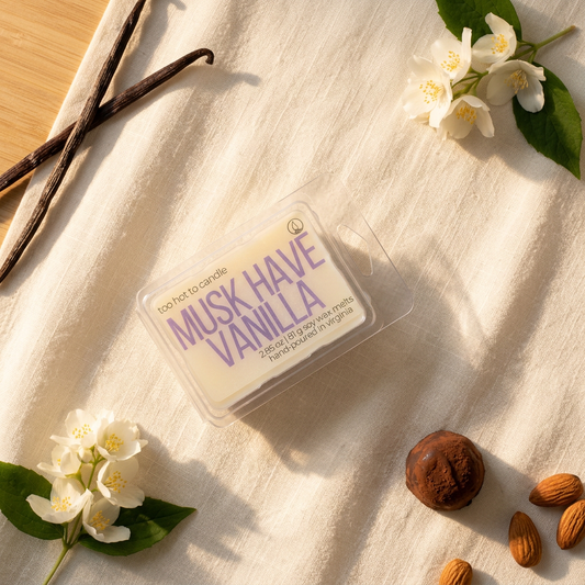 Musk Have Vanilla Wax Melts scent-inspired flat lay